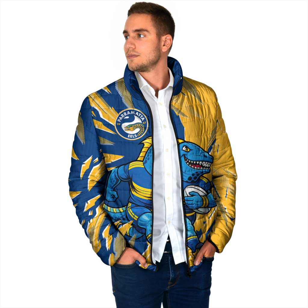 Personalized Parramatta Eels Padded Jacket Dynamic Lightning Mascot Rugby Australia