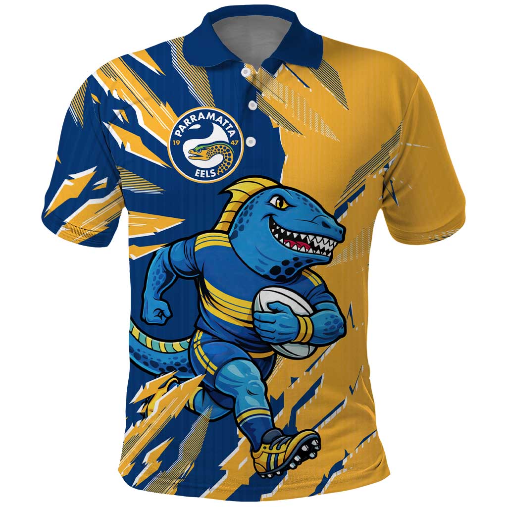 Personalized Parramatta Eels Polo Shirt Dynamic Lightning Mascot Rugby Australia