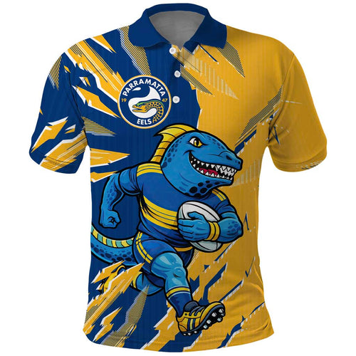 Personalized Parramatta Eels Polo Shirt Dynamic Lightning Mascot Rugby Australia