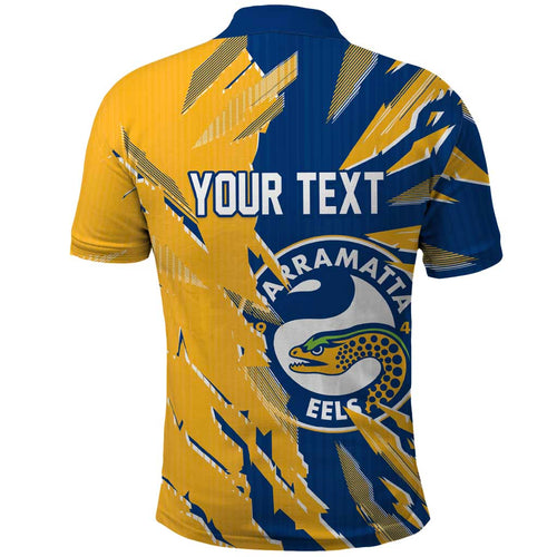 Personalized Parramatta Eels Polo Shirt Dynamic Lightning Mascot Rugby Australia