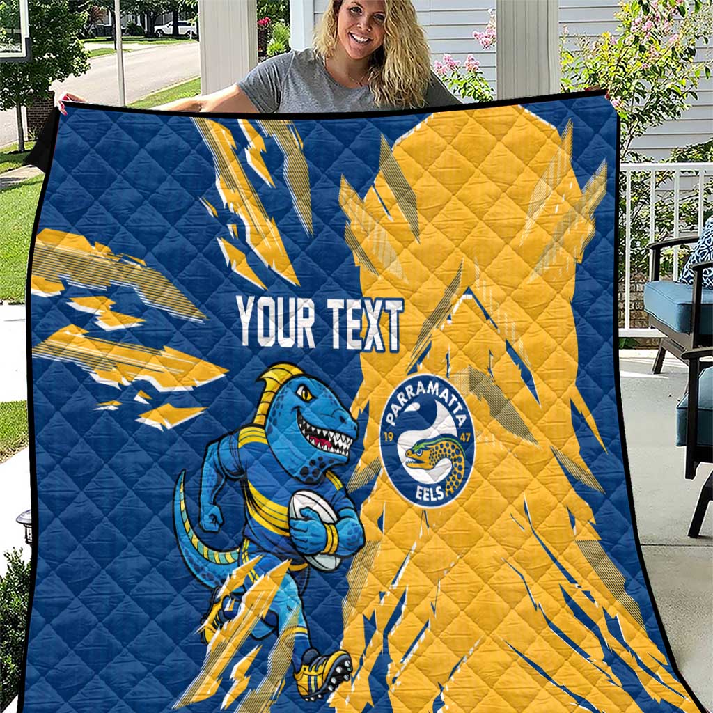 Personalized Parramatta Eels Quilt Dynamic Lightning Mascot Rugby Australia