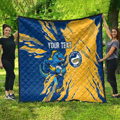 Personalized Parramatta Eels Quilt Dynamic Lightning Mascot Rugby Australia