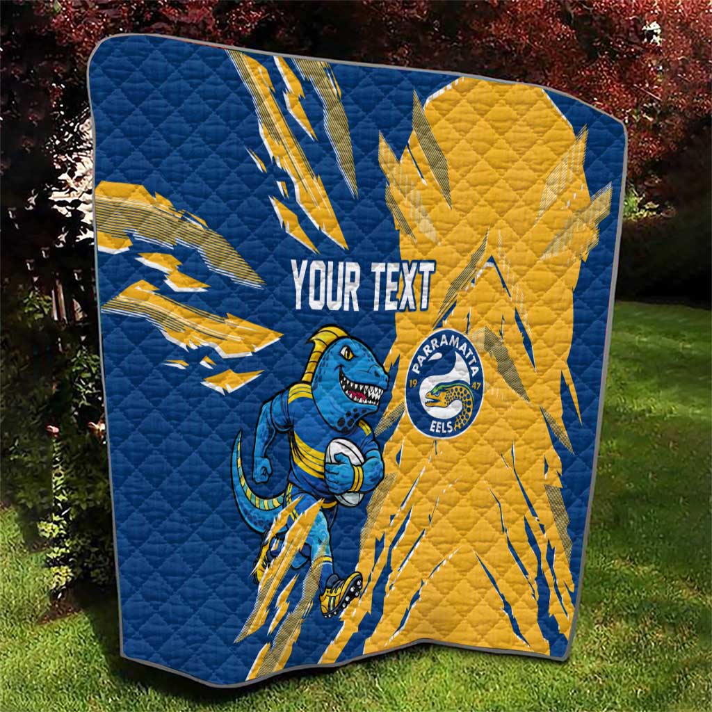 Personalized Parramatta Eels Quilt Dynamic Lightning Mascot Rugby Australia