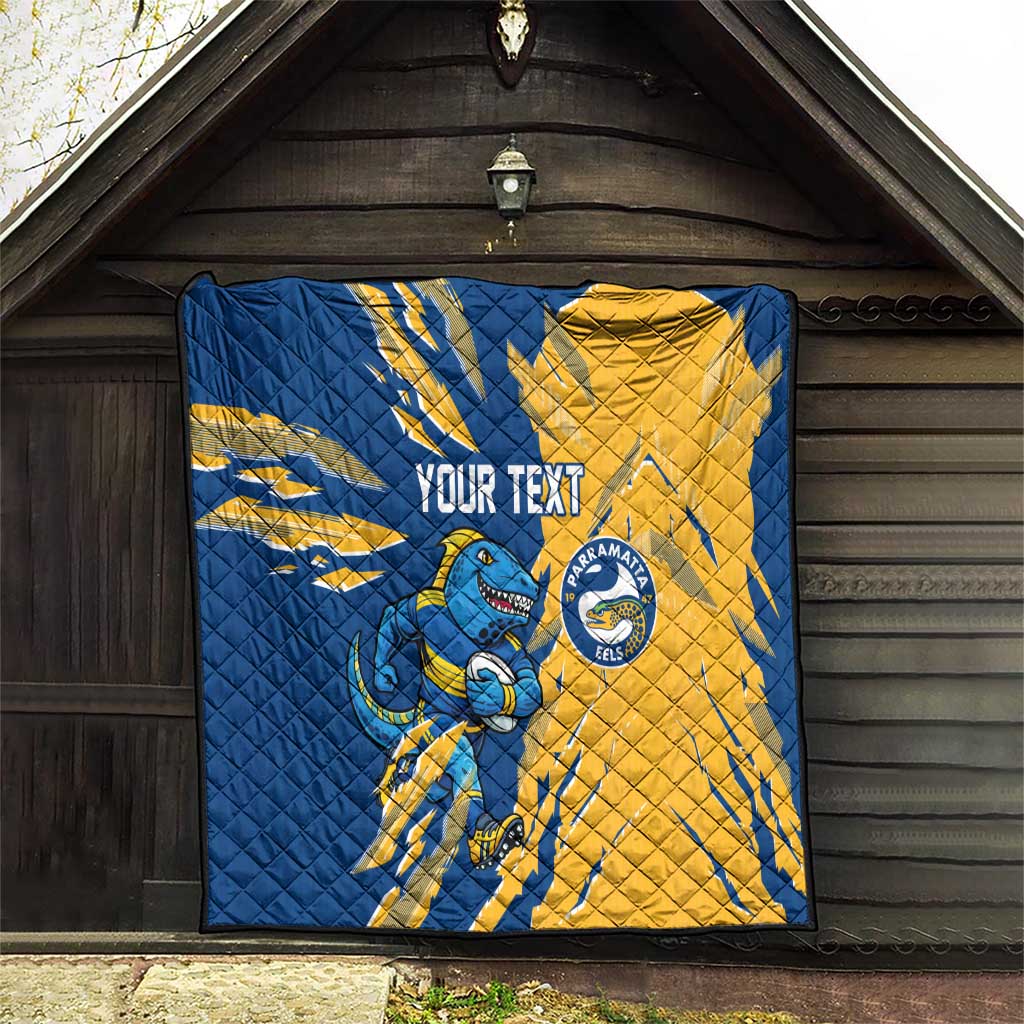 Personalized Parramatta Eels Quilt Dynamic Lightning Mascot Rugby Australia