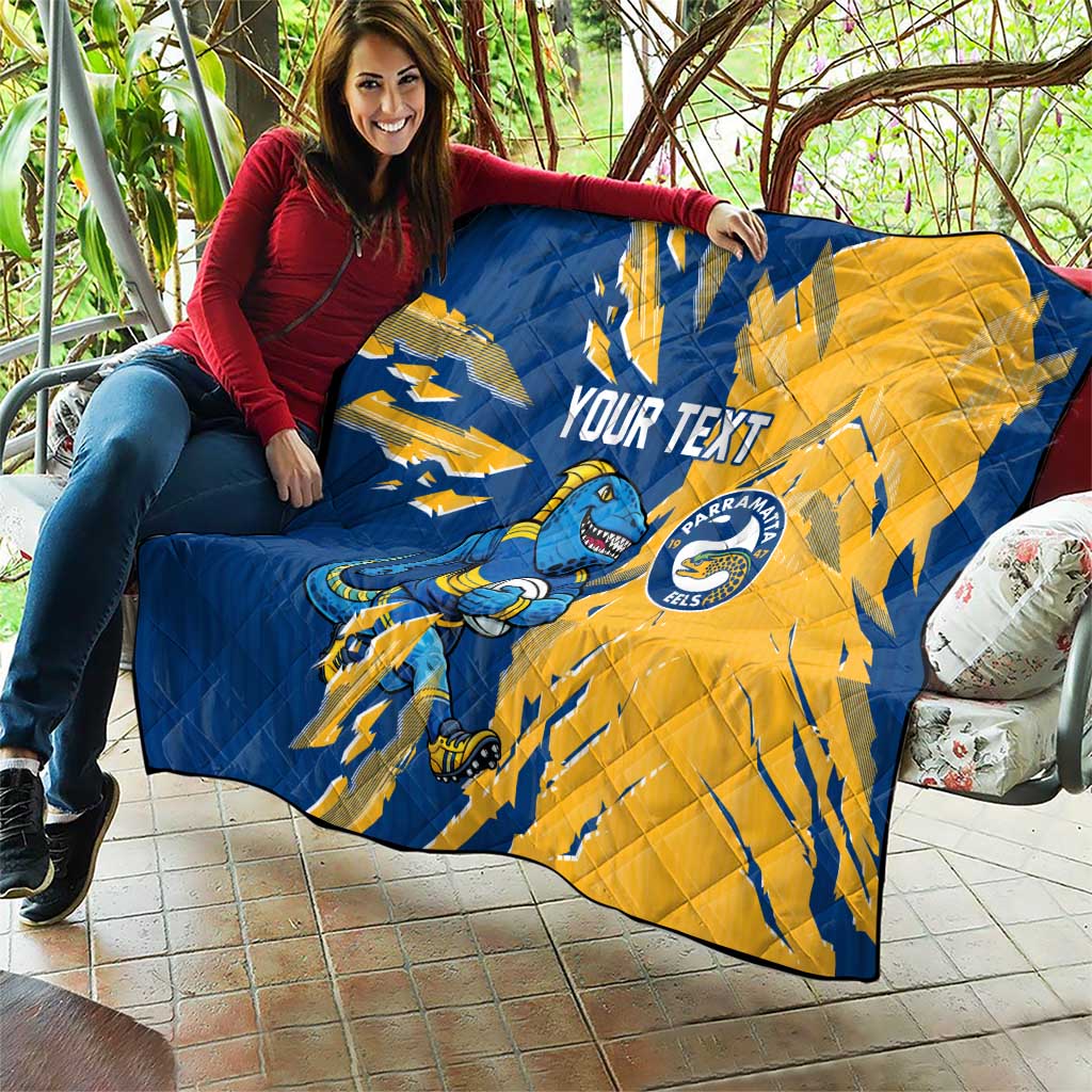 Personalized Parramatta Eels Quilt Dynamic Lightning Mascot Rugby Australia