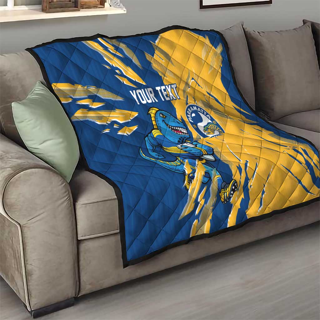 Personalized Parramatta Eels Quilt Dynamic Lightning Mascot Rugby Australia