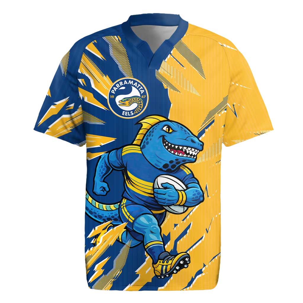 Personalized Parramatta Eels Rugby Jersey Dynamic Lightning Mascot Rugby Australia