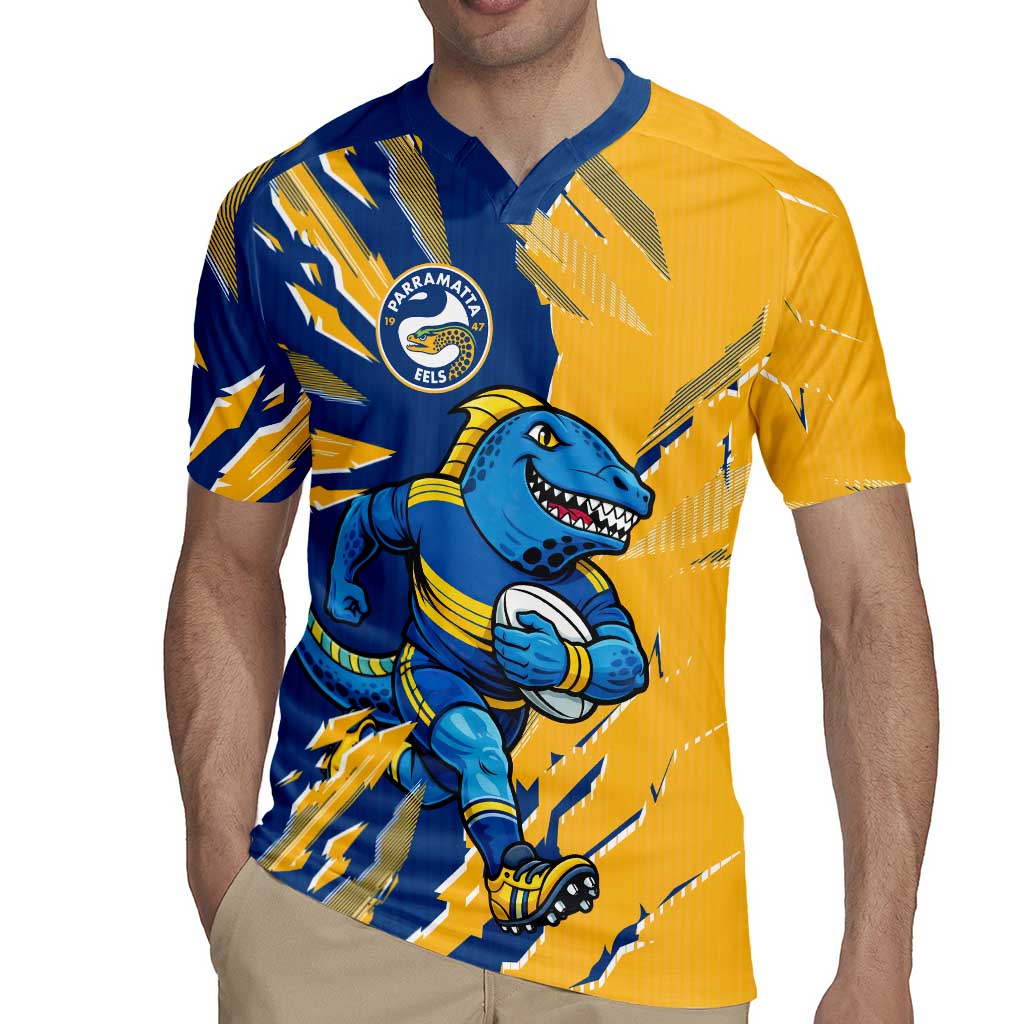 Personalized Parramatta Eels Rugby Jersey Dynamic Lightning Mascot Rugby Australia