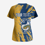 Personalized Parramatta Eels Scrub Top Dynamic Lightning Mascot Rugby Australia