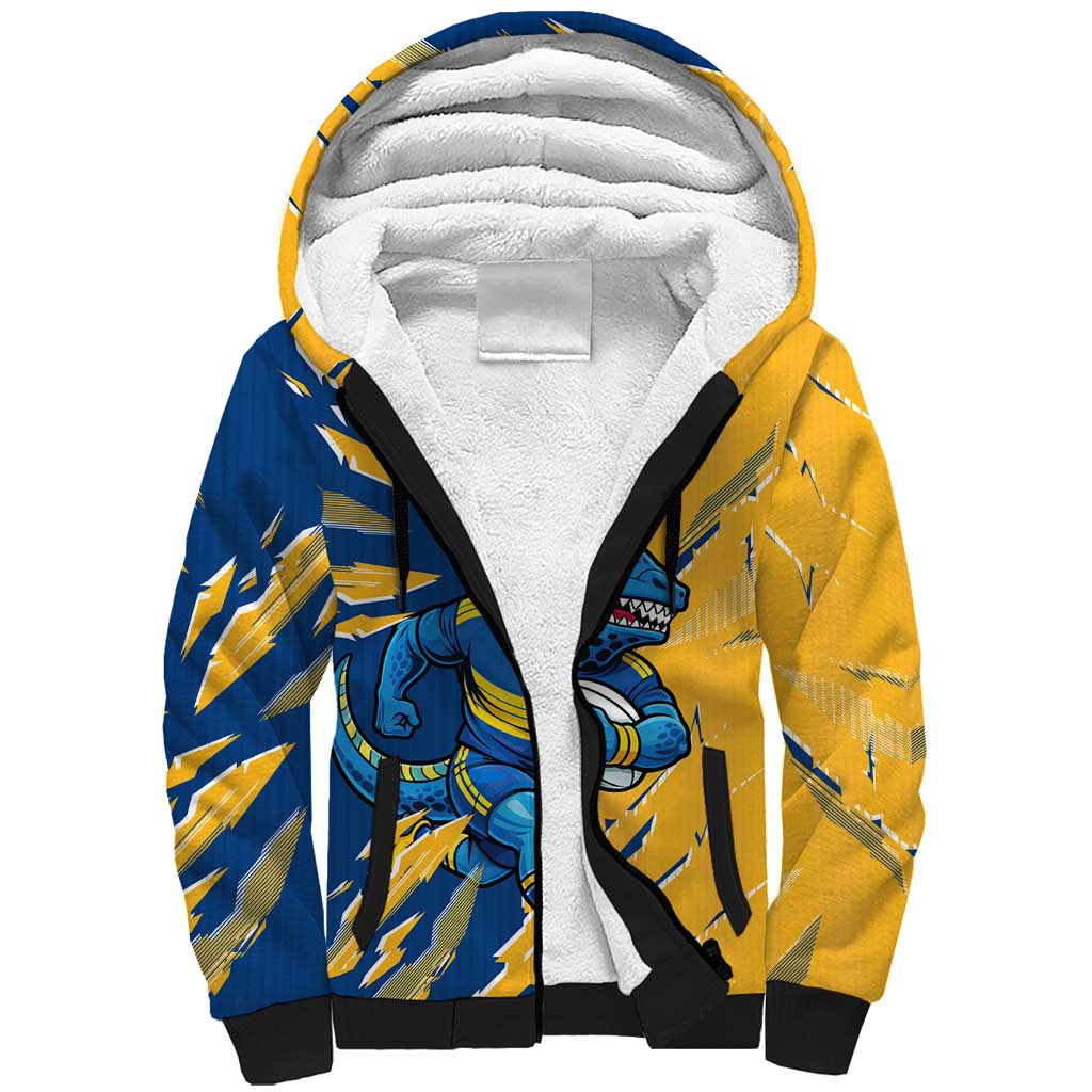 Personalized Parramatta Eels Sherpa Hoodie Dynamic Lightning Mascot Rugby Australia