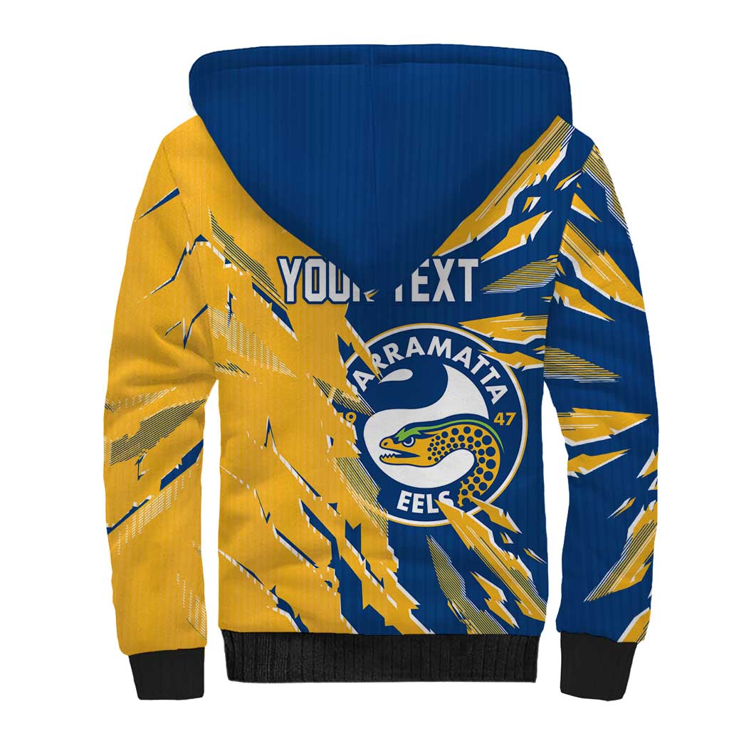 Personalized Parramatta Eels Sherpa Hoodie Dynamic Lightning Mascot Rugby Australia