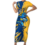 Personalized Parramatta Eels Short Sleeve Bodycon Dress Dynamic Lightning Mascot Rugby Australia