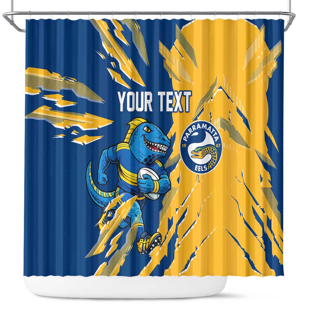 Personalized Parramatta Eels Shower Curtain Dynamic Lightning Mascot Rugby Australia