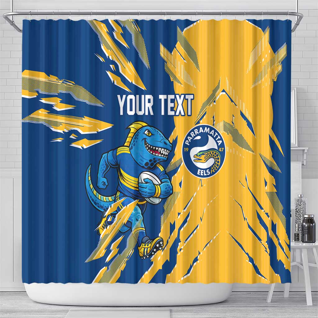 Personalized Parramatta Eels Shower Curtain Dynamic Lightning Mascot Rugby Australia