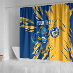 Personalized Parramatta Eels Shower Curtain Dynamic Lightning Mascot Rugby Australia