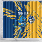 Personalized Parramatta Eels Shower Curtain Dynamic Lightning Mascot Rugby Australia
