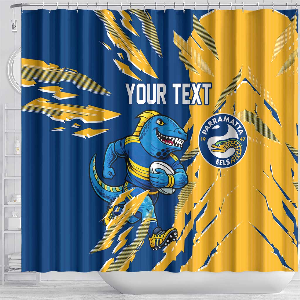 Personalized Parramatta Eels Shower Curtain Dynamic Lightning Mascot Rugby Australia