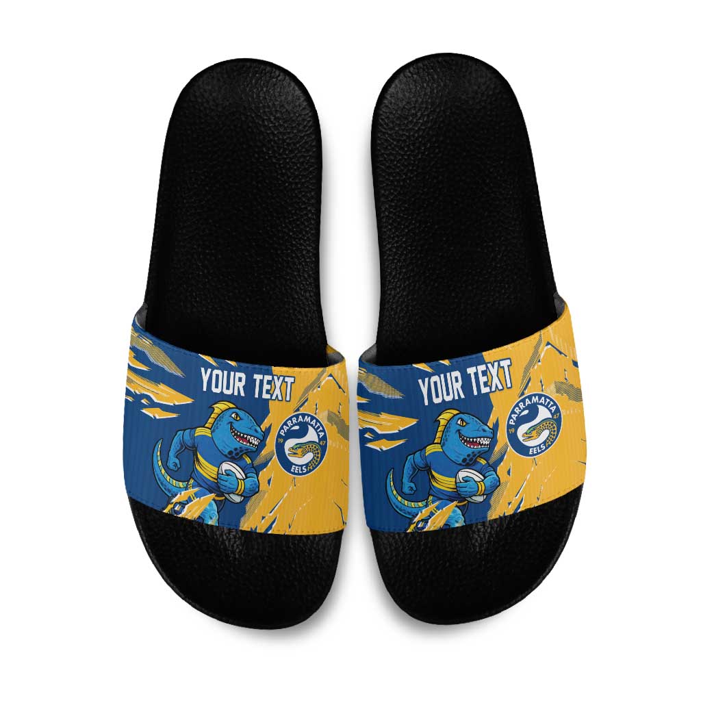 Personalized Parramatta Eels Slide Sandals Dynamic Lightning Mascot Rugby Australia