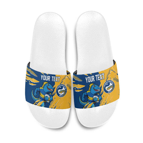 Personalized Parramatta Eels Slide Sandals Dynamic Lightning Mascot Rugby Australia