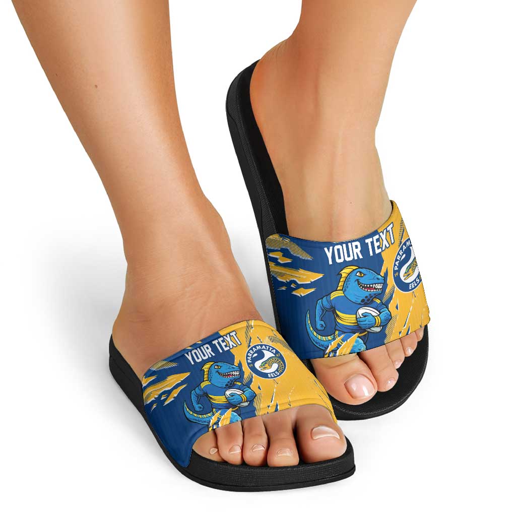 Personalized Parramatta Eels Slide Sandals Dynamic Lightning Mascot Rugby Australia