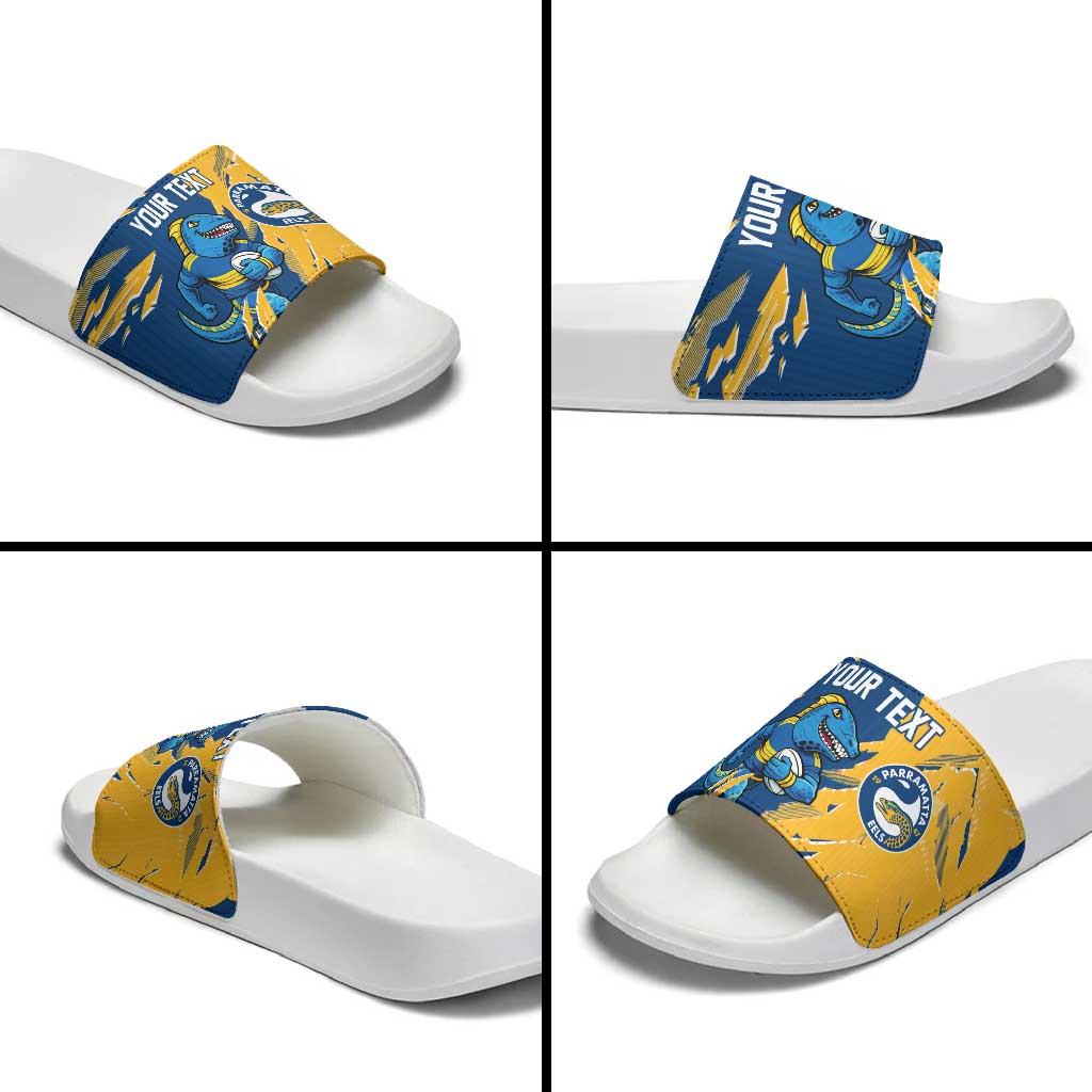 Personalized Parramatta Eels Slide Sandals Dynamic Lightning Mascot Rugby Australia
