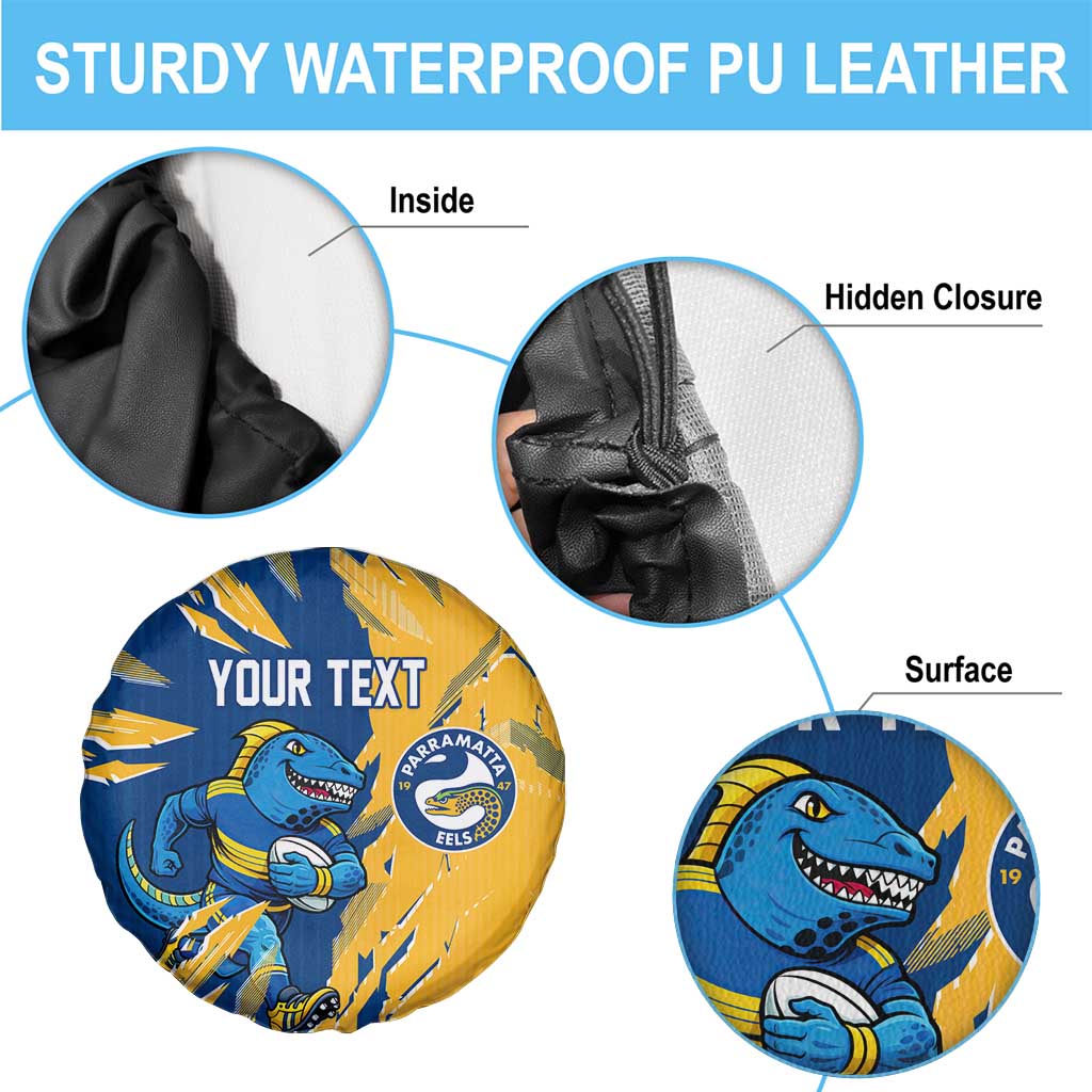 Personalized Parramatta Eels Spare Tire Cover Dynamic Lightning Mascot Rugby Australia