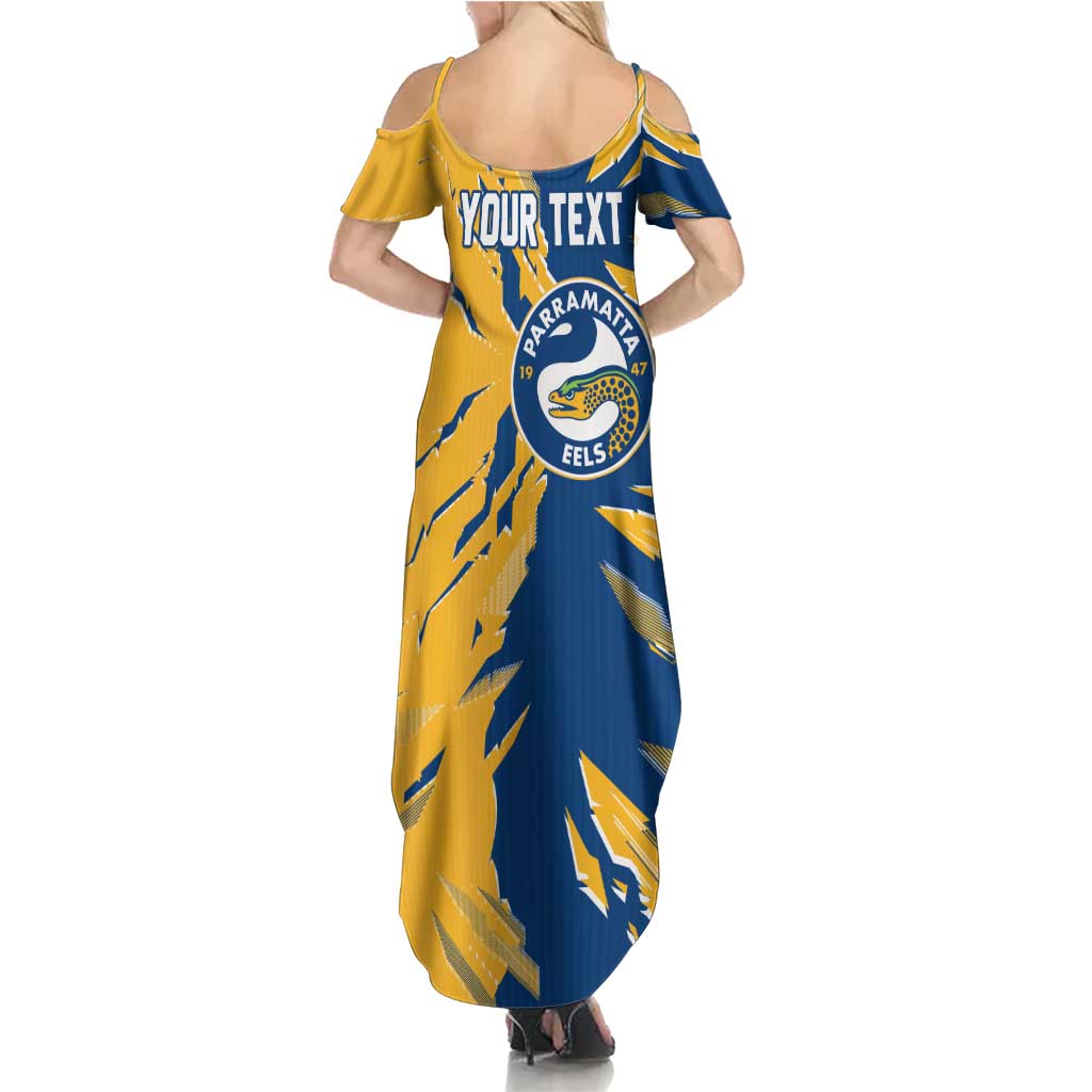 Personalized Parramatta Eels Summer Maxi Dress Dynamic Lightning Mascot Rugby Australia