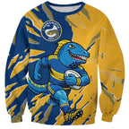 Personalized Parramatta Eels Sweatshirt Dynamic Lightning Mascot Rugby Australia