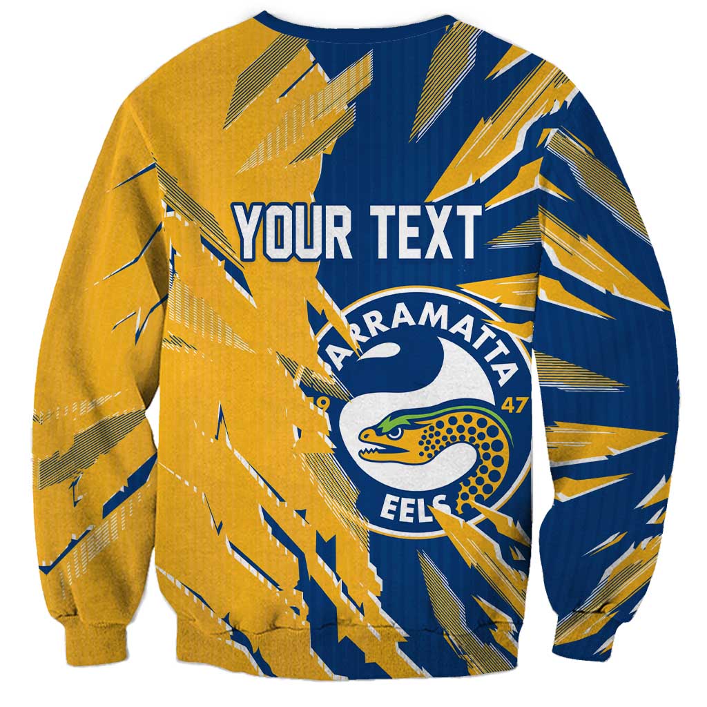 Personalized Parramatta Eels Sweatshirt Dynamic Lightning Mascot Rugby Australia