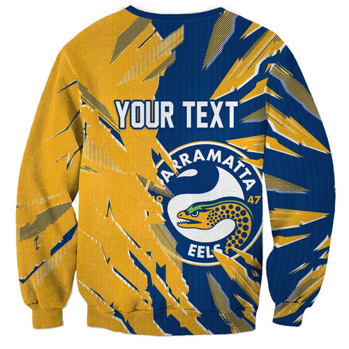 Personalized Parramatta Eels Sweatshirt Dynamic Lightning Mascot Rugby Australia