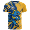 Personalized Parramatta Eels T Shirt Dynamic Lightning Mascot Rugby Australia