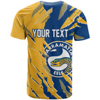 Personalized Parramatta Eels T Shirt Dynamic Lightning Mascot Rugby Australia