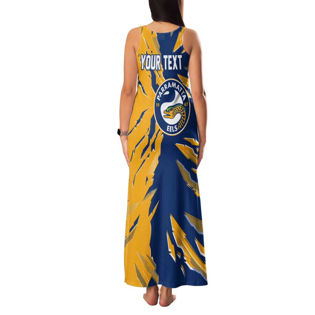 Personalized Parramatta Eels Tank Maxi Dress Dynamic Lightning Mascot Rugby Australia