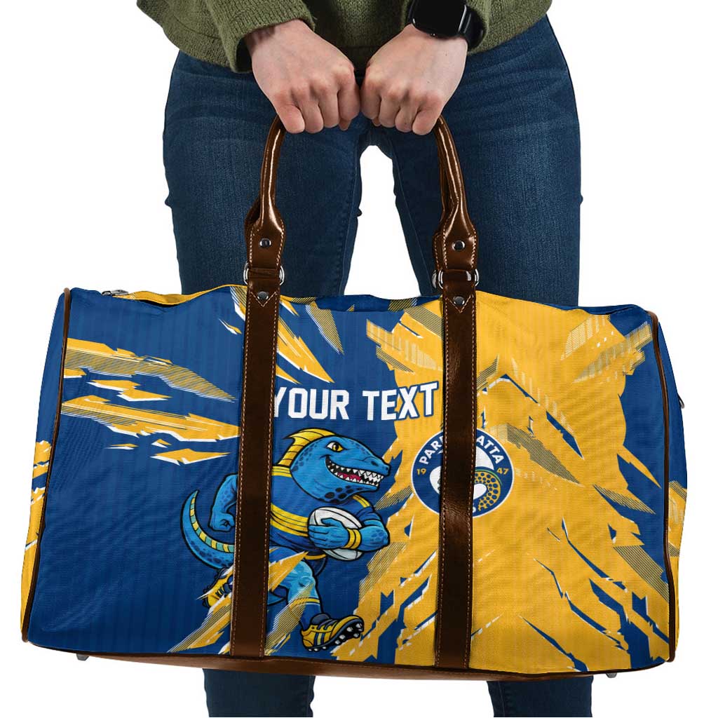 Personalized Parramatta Eels Travel Bag Dynamic Lightning Mascot Rugby Australia