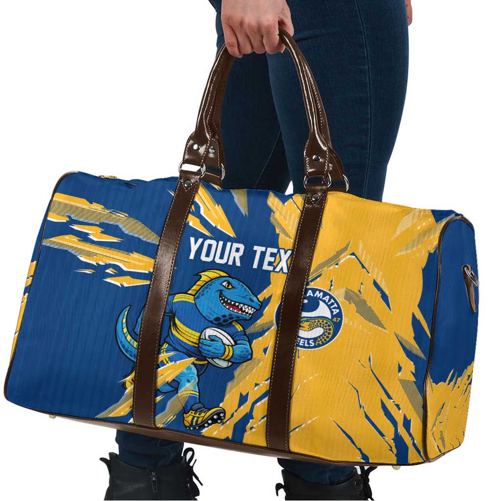 Personalized Parramatta Eels Travel Bag Dynamic Lightning Mascot Rugby Australia