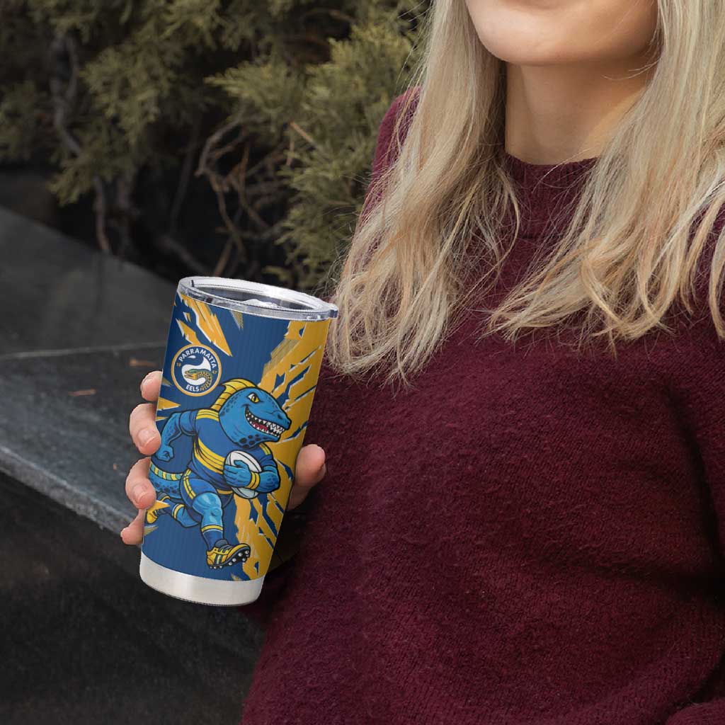 Personalized Parramatta Eels Tumbler Cup Dynamic Lightning Mascot Rugby Australia