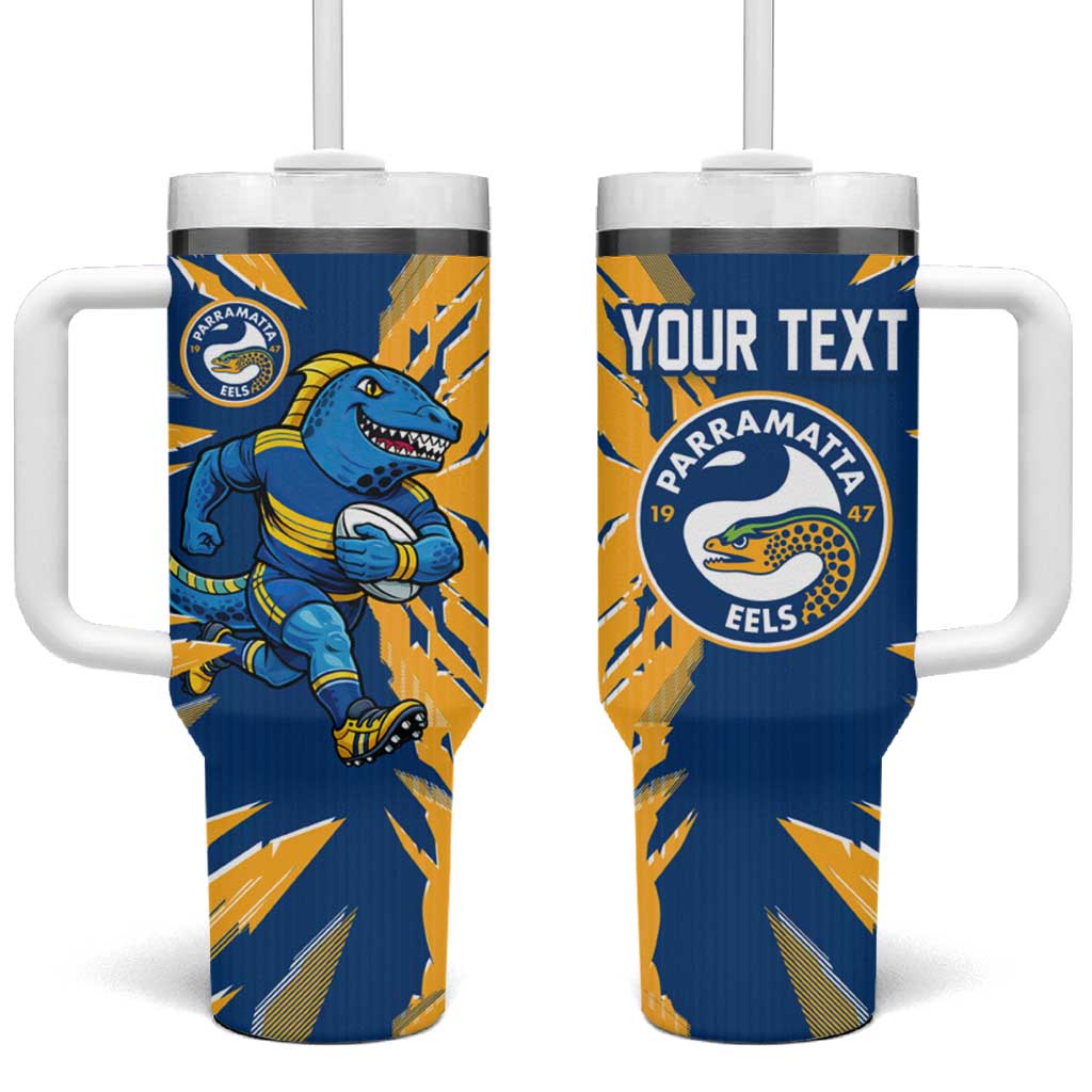 Personalized Parramatta Eels Tumbler With Handle Dynamic Lightning Mascot Rugby Australia