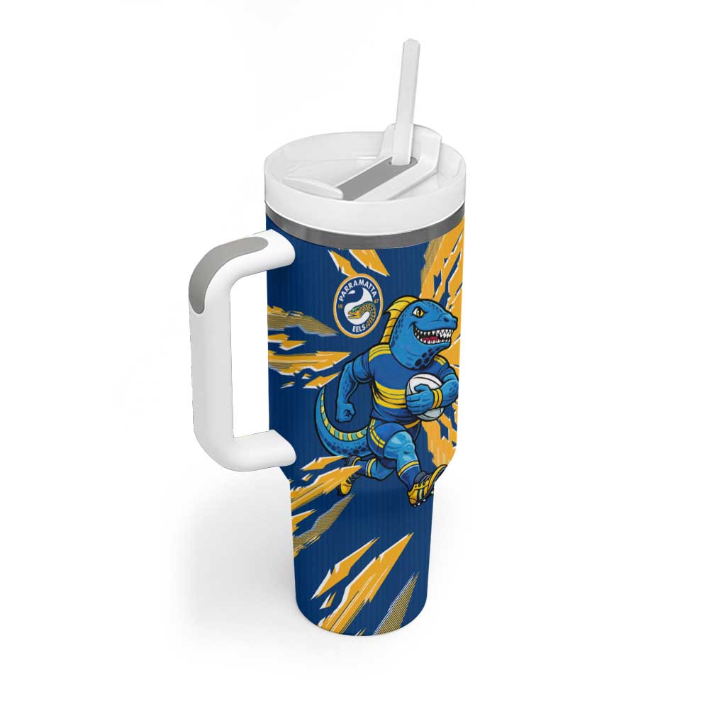 Personalized Parramatta Eels Tumbler With Handle Dynamic Lightning Mascot Rugby Australia