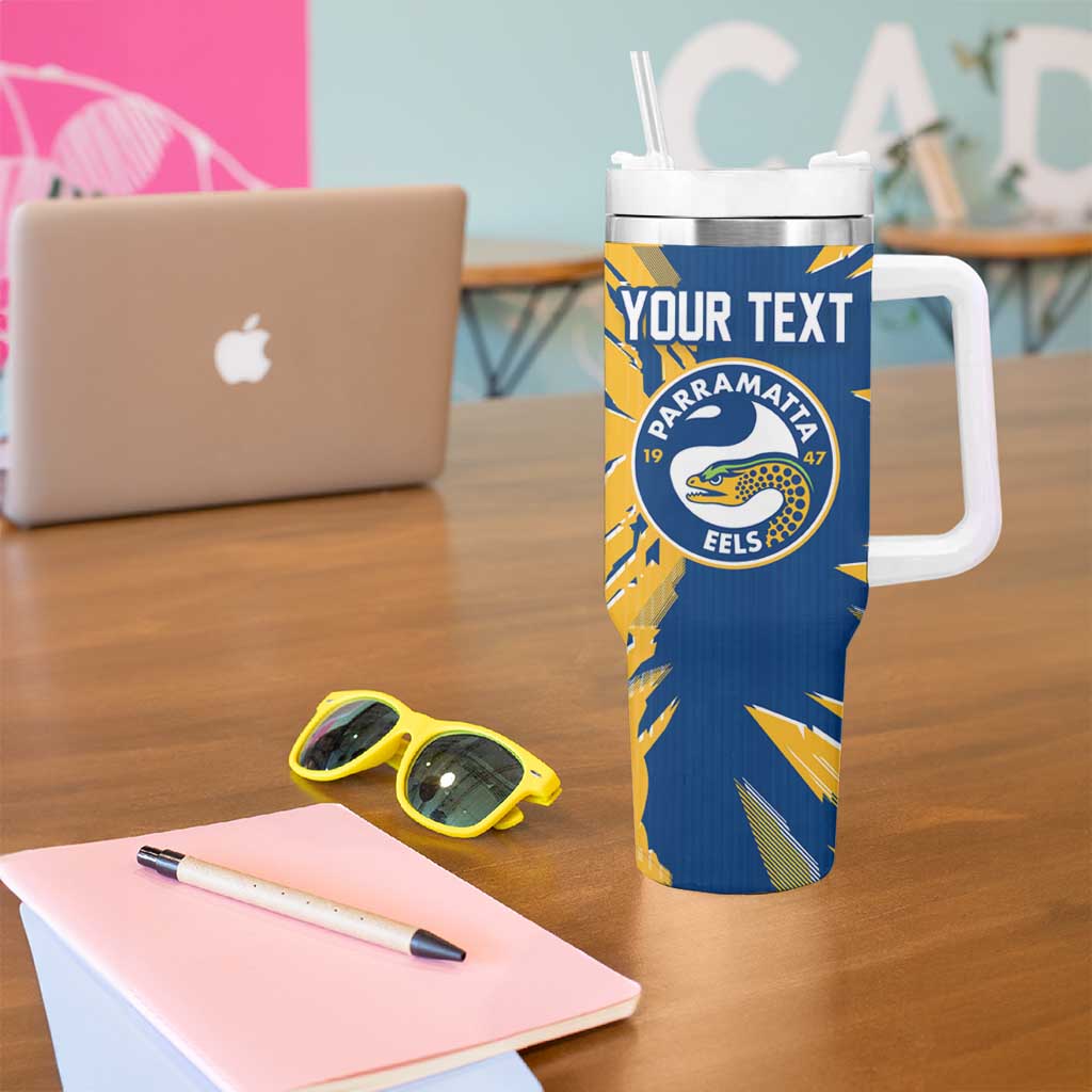 Personalized Parramatta Eels Tumbler With Handle Dynamic Lightning Mascot Rugby Australia