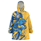Personalized Parramatta Eels Wearable Blanket Hoodie Dynamic Lightning Mascot Rugby Australia