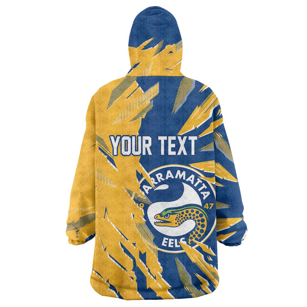 Personalized Parramatta Eels Wearable Blanket Hoodie Dynamic Lightning Mascot Rugby Australia