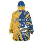 Personalized Parramatta Eels Wearable Blanket Hoodie Dynamic Lightning Mascot Rugby Australia