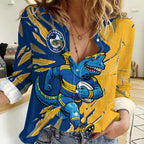 Personalized Parramatta Eels Women Casual Shirt Dynamic Lightning Mascot Rugby Australia