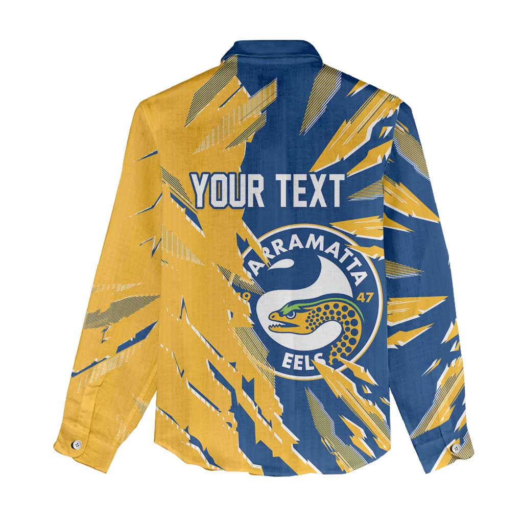Personalized Parramatta Eels Women Casual Shirt Dynamic Lightning Mascot Rugby Australia