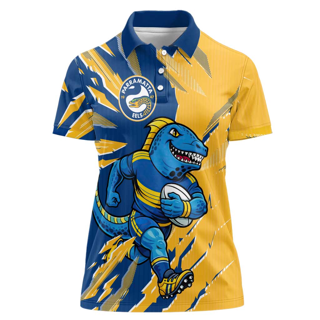 Personalized Parramatta Eels Women Polo Shirt Dynamic Lightning Mascot Rugby Australia