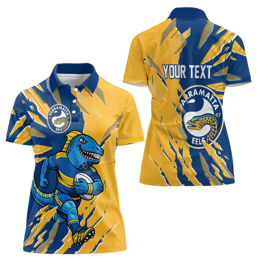 Personalized Parramatta Eels Women Polo Shirt Dynamic Lightning Mascot Rugby Australia