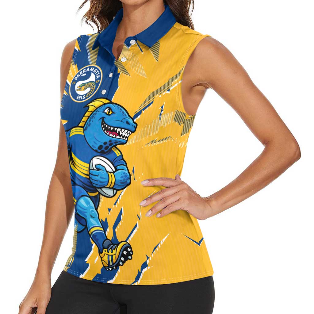 Personalized Parramatta Eels Women Sleeveless Polo Shirt Dynamic Lightning Mascot Rugby Australia
