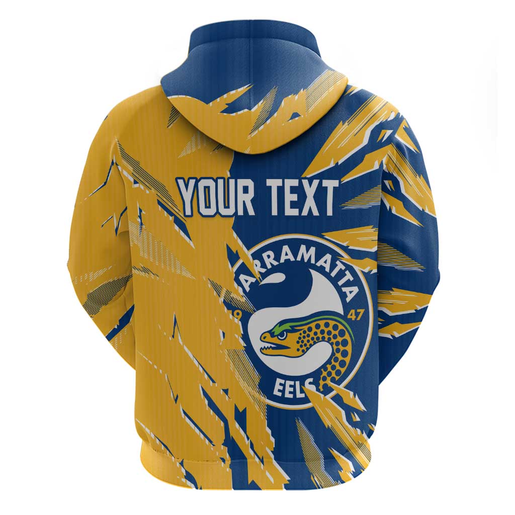 Personalized Parramatta Eels Zip Hoodie Dynamic Lightning Mascot Rugby Australia