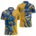 Personalized Parramatta Eels Zipper Polo Shirt Dynamic Lightning Mascot Rugby Australia