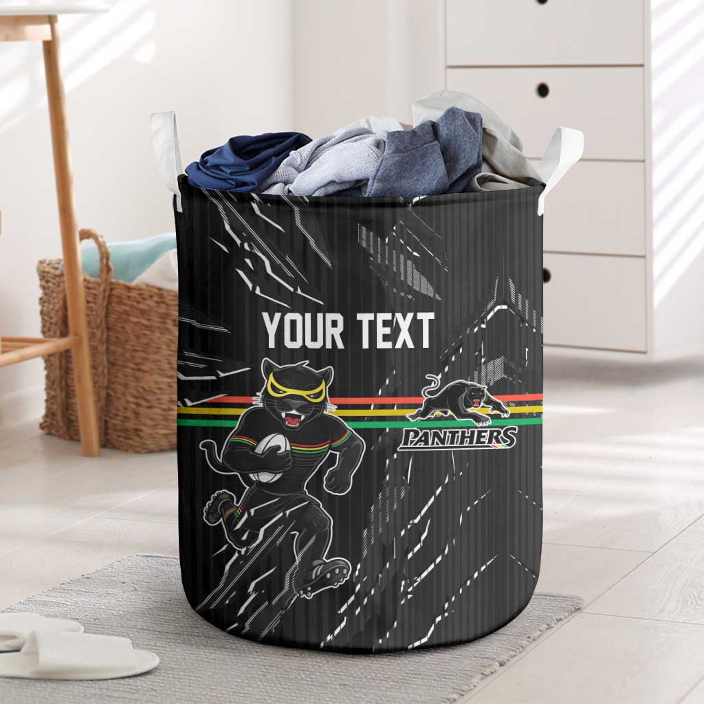 Personalized Penrith Panthers Laundry Basket Dynamic Lightning Mascot Rugby Australia